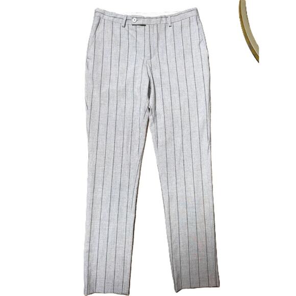 New Boohoo 32R‎ 30 Light Gray Pinstriped Skinny Dress Pants Slacks Tailored - Picture 6 of 7
